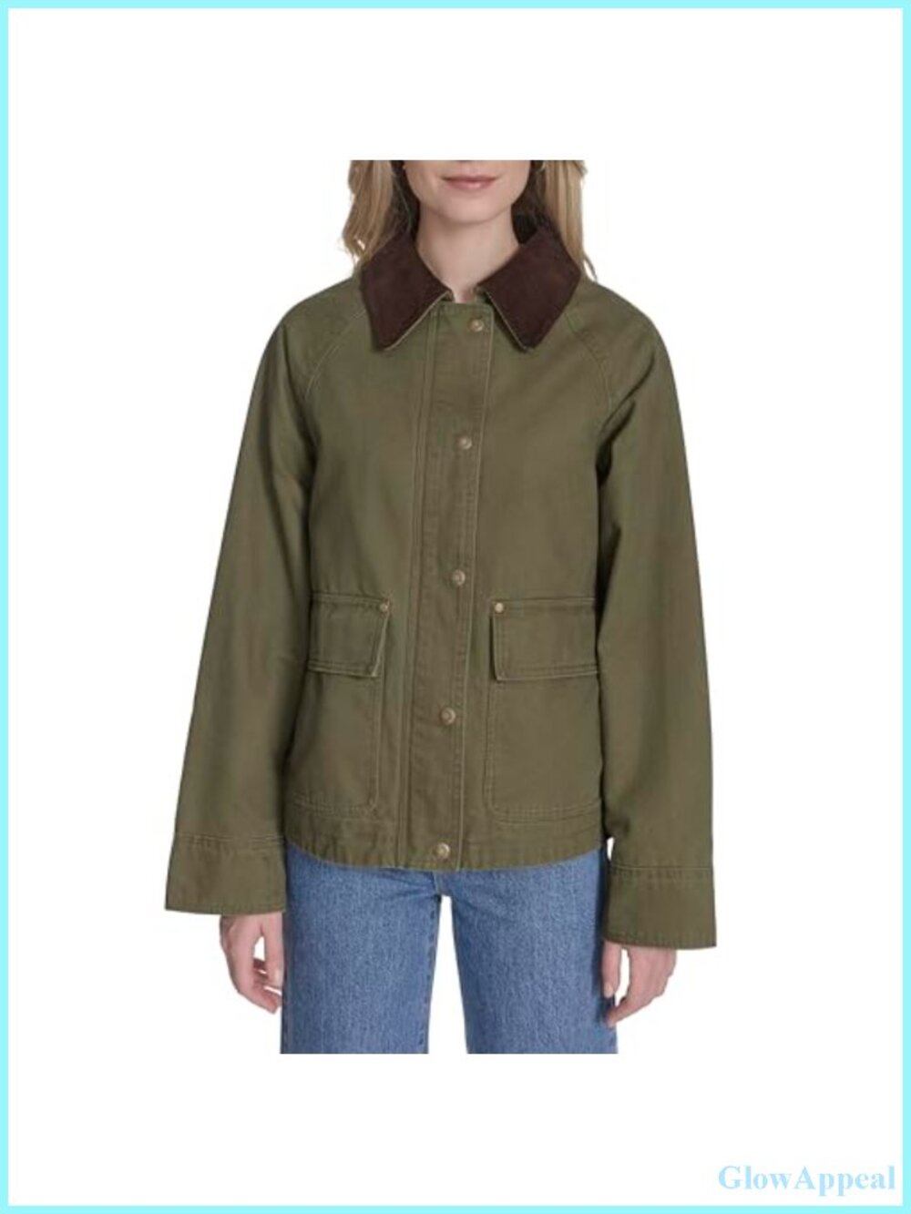 Levi's Short Cotton Barn Jacket Corduroy Collar Snap Pockets Zip